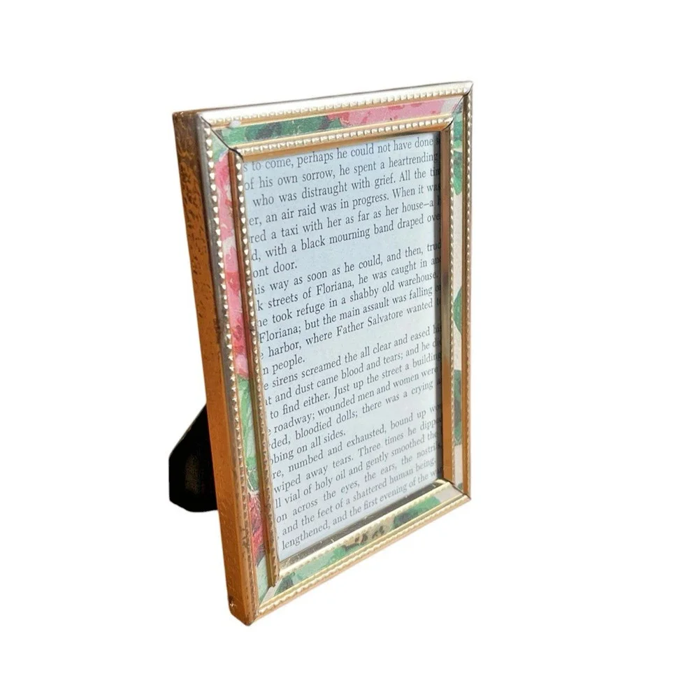 Vintage 90s Floral Print Picture Frame, 3x4 Photo, Metal Frame